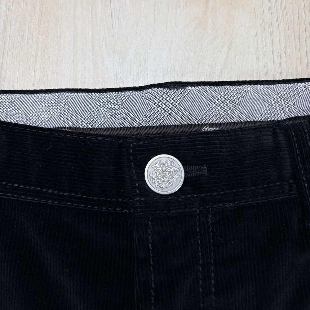Brioni STELVIO Soft Cotton Luxury Corduroy Black Pants Mens 38x35 Italy - Picture 4 of 16